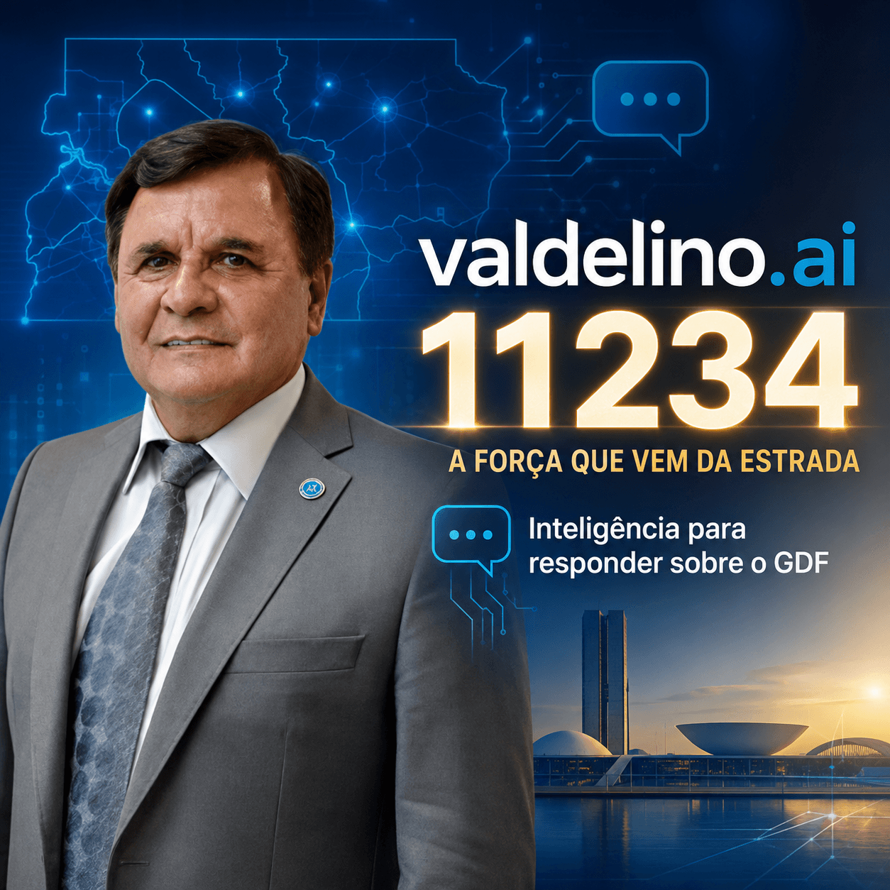 Apresentação visual do assistente valdelino.ai
